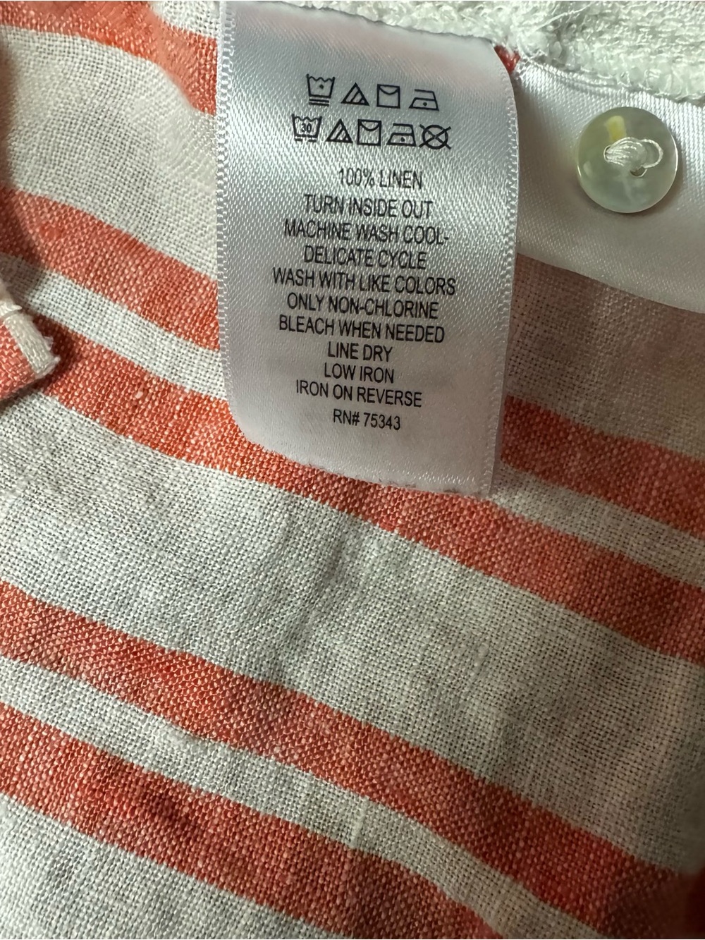 Jones & Co Casual Red-Striped Linen Button-Down Shirt - Picture 4 of 4